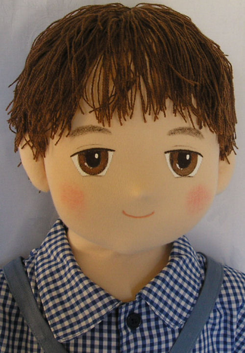 青いチェックのシャツ